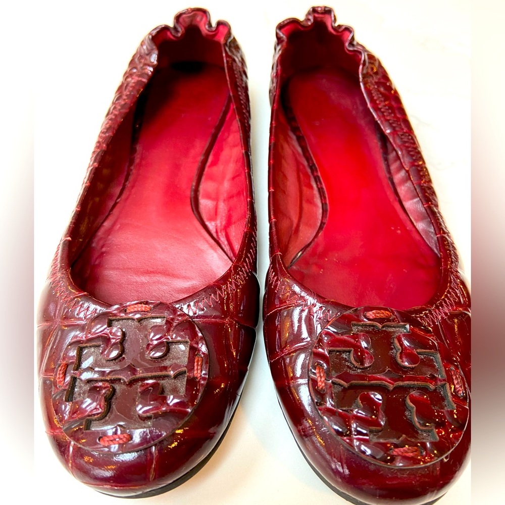 Tory Burch Croc Embossed Minnie Flats